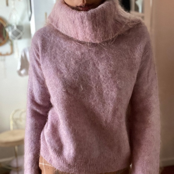 NWT XS Acne Studios Raze Mohair Purple Pink Cowl Turtleneck Sweater - Picture 2 of 16